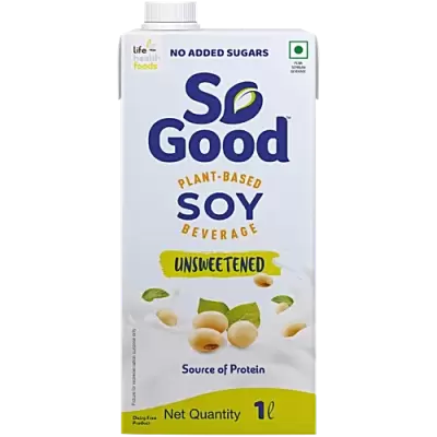 So Good Plant-Based Soy Beverage - Unsweetened, No Added Sugar, 1 L