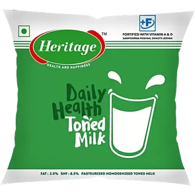 Heritage Daily Health Toned Milk, 500 ml Pouch