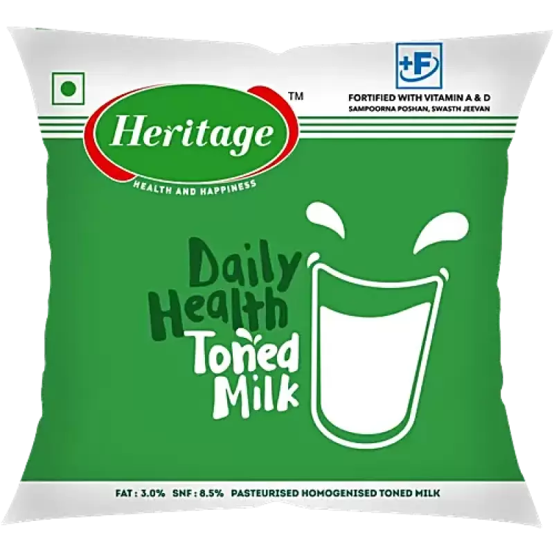 Heritage Daily Health Toned Milk, 500 ml Pouch